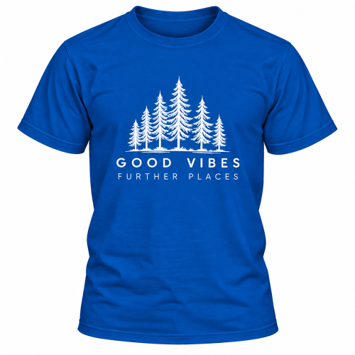 Koszulka Royal Blue Bawełniana z Nadrukiem Good Vibes