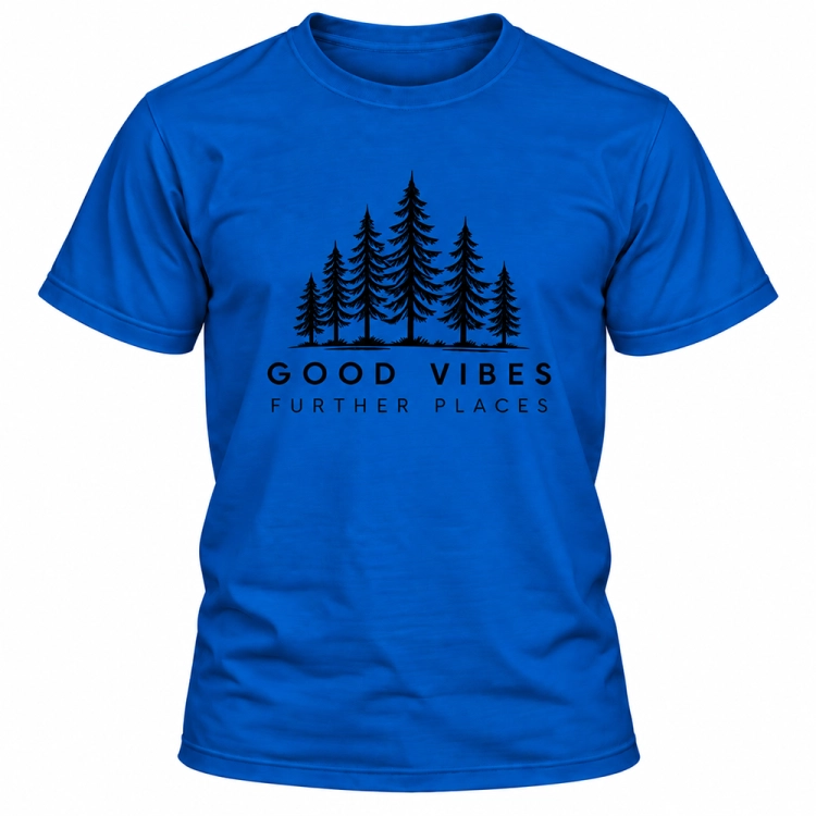 Koszulka Royal Blue Bawełniana z Nadrukiem Good Vibes