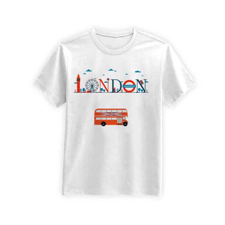 Koszulka-Biala-T-Shirt-City-Break-Londyn-Napis-Panorama-1-Pomaranczowa