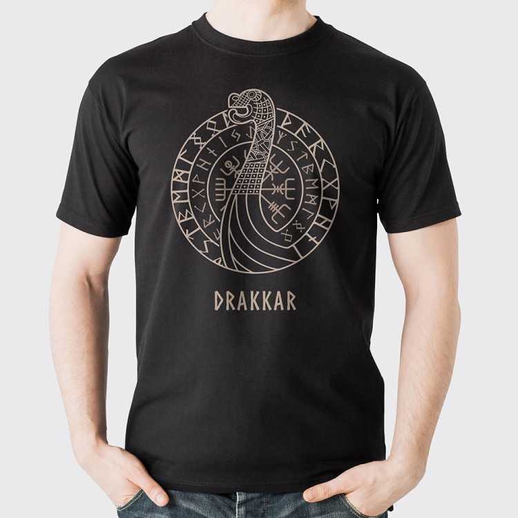 Koszulka-Czarna-T-Shirt-Drakkar-Wiking