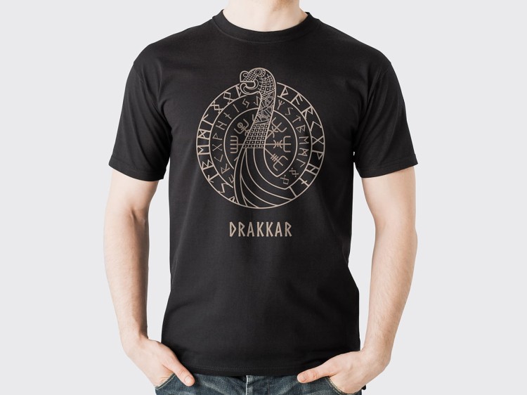 Koszulka-Czarna-T-Shirt-Drakkar-Wiking
