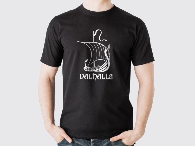 Koszulka T-Shirt Czarna Wzór Valhalla