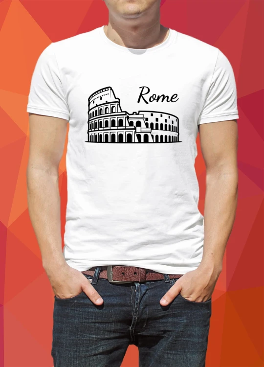 Koszulka-T-Shirt-Biała-City-Break-Rzym-Koloseum