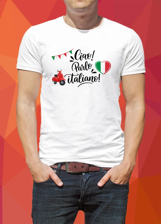 Koszulka-Biała-Ciao-Parlo-Italiano
