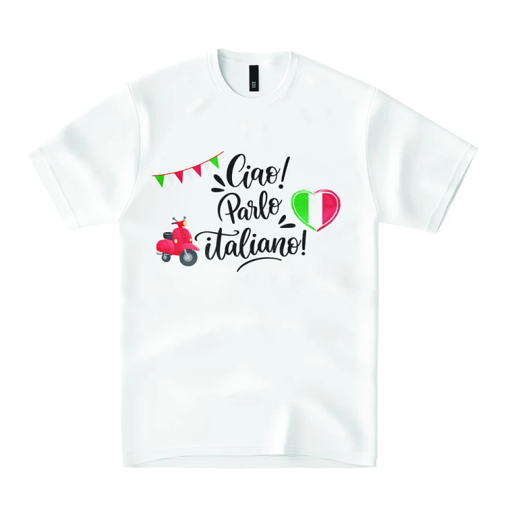 Koszulka-Biała-Ciao-Parlo-Italiano