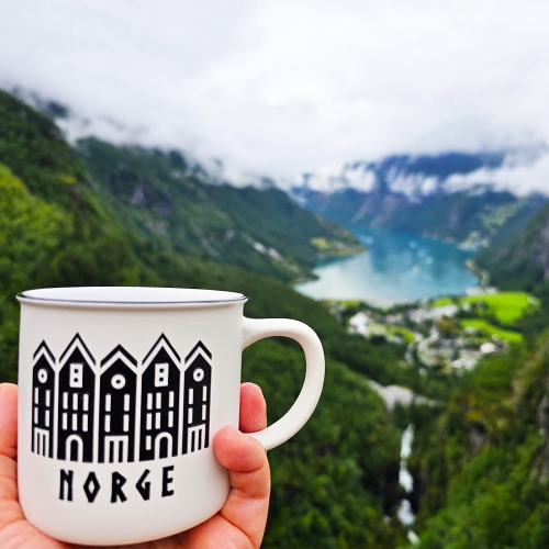 Kubek-Biały-Retro-Norge-Bergen-Norwegia