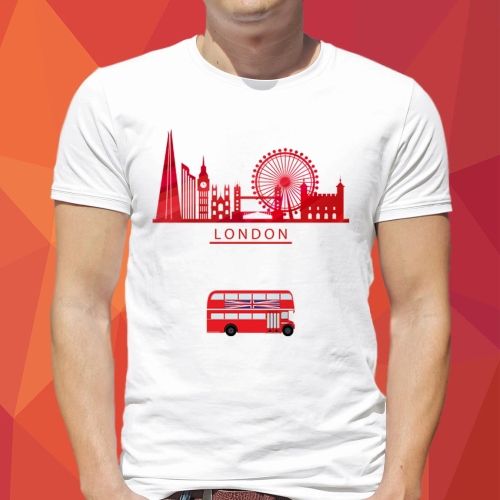 Koszulka-Biala-T-Shirt-City-Break-Londyn-Panorama