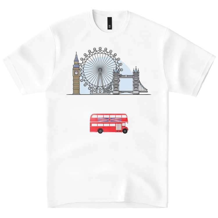 Koszulka-Biala-T-Shirt-City-Break-Londyn-Big-Ben-Kolo-Tower