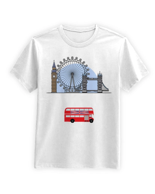 Koszulka-Biala-T-Shirt-City-Break-Londyn-Big-Ben-Kolo-Tower-Bridge