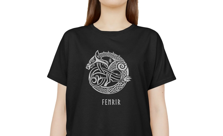 Kobieta-Koszulka-Czarna-T-Shirt-Fenrir-Wiking