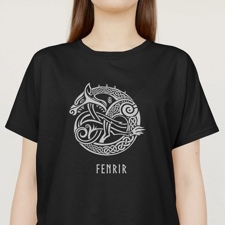 Kobieta-Koszulka-Czarna-T-Shirt-Fenrir-Wiking