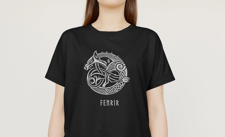 Kobieta-Koszulka-Czarna-T-Shirt-Fenrir-Wiking