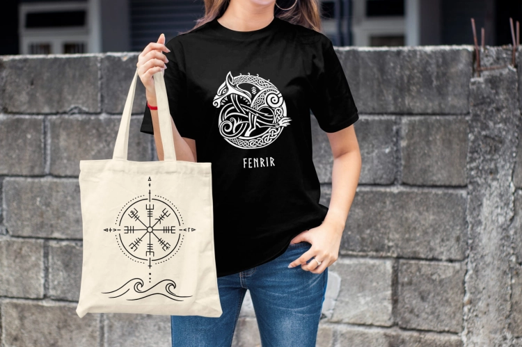 Kobieta-Koszulka-Czarna-T-Shirt-Fenrir-Wiking