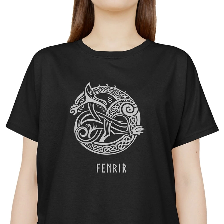 Kobieta-Koszulka-Czarna-T-Shirt-Fenrir-Wiking