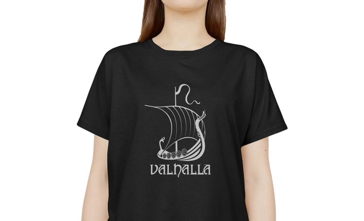 Kobieta-Koszulka-Czarna-T-Shirt-Valhalla-Wiking