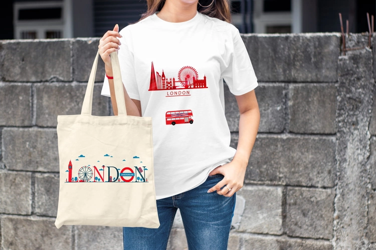 Kobieta-Koszulka-Biala-T-Shirt-City-Break-Londyn