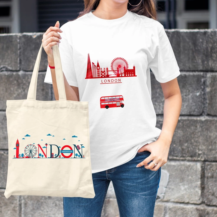 Kobieta-Koszulka-Biala-T-Shirt-City-Break-Londyn