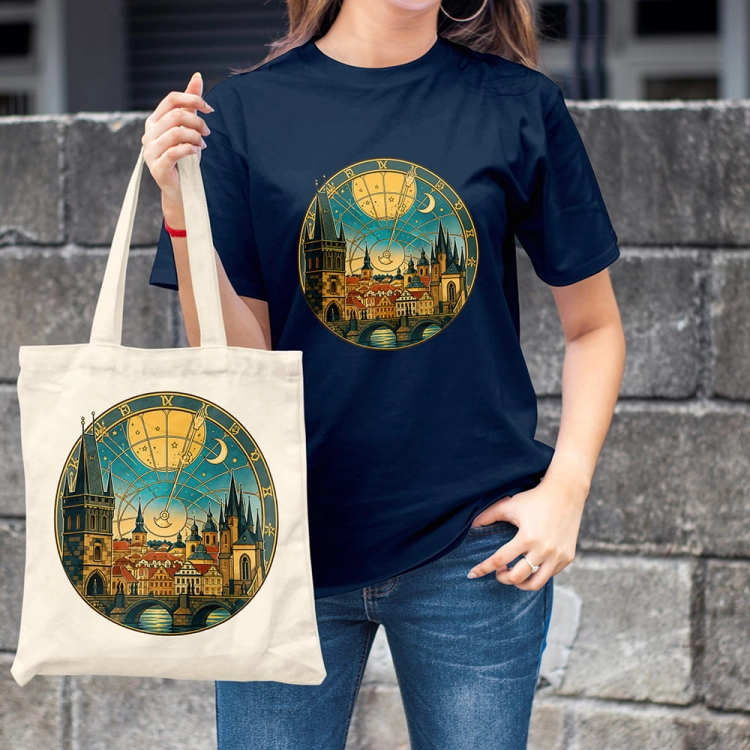 Kobieta-Koszulka-Navy-City-Break-Praga